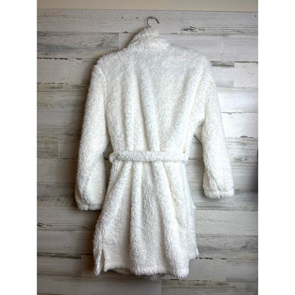 Natori Women’s Large Sherpa Plush Robe WhiteTeddy Bear Short Belted Pockets - Picture 2 of 5
